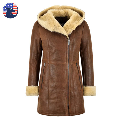 Women brown real sheepskin - brown,